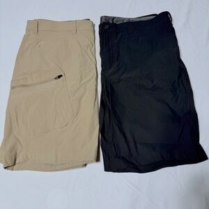 Lot of 2 Eddie Bauer‎ Tech Shorts Men's Size 40X10 Performance Black and Beige
